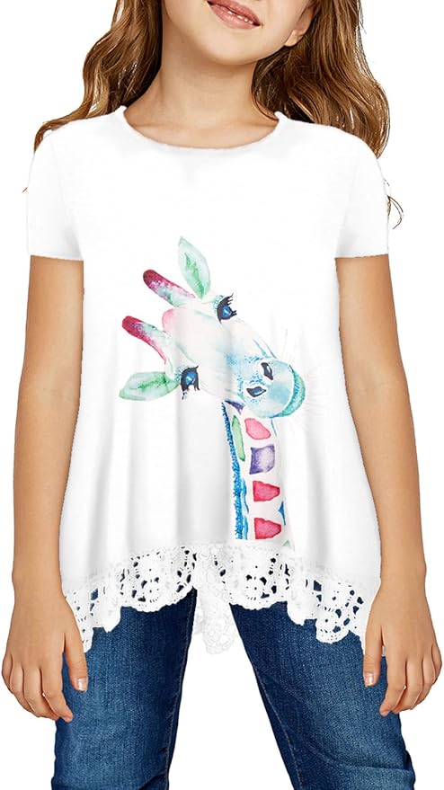 storeofbaby Girls Casual Tunic Tops Short Sleeve Loose Soft Blouse T-Shirt by storeofbaby