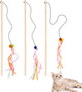 IUHKBH Cat Wand, Ribbon and Pom Poms Sturdy Cat Sticks by IUHKBH