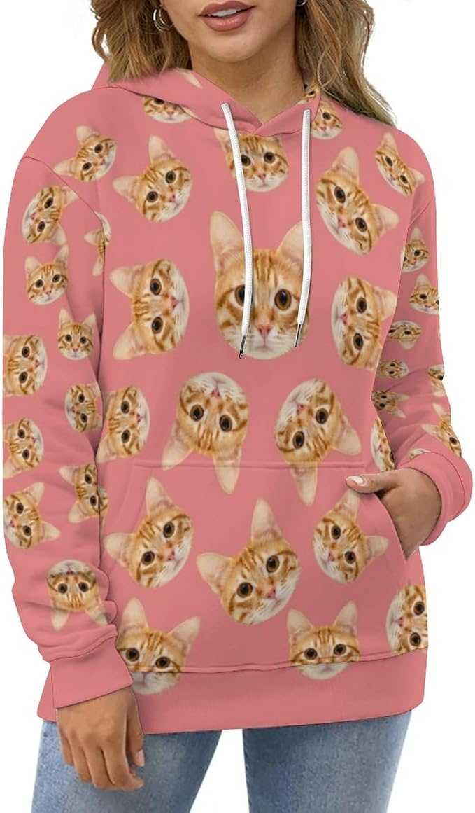 Artsadd Custom Face Unisex athletic Pockets Sweatshirt Loose Hoodie Custom - Image 5