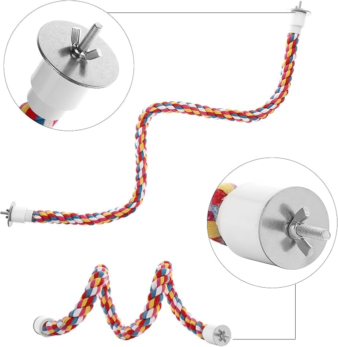Bird Rope Perches, Parrot Toys 48 inches Rope Bungee Bird Toy - Image 3
