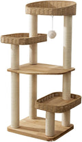 SHENGOCASE Modern Natural Wood Wooden Cat Tree Tower, 3 Large Rattan Wicker by SHENGOCASE