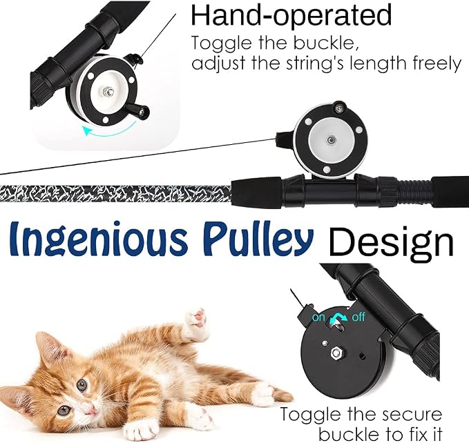 Pawaboo Interactive Cat Toy, Retractable Cat Fishing Rod - Image 3