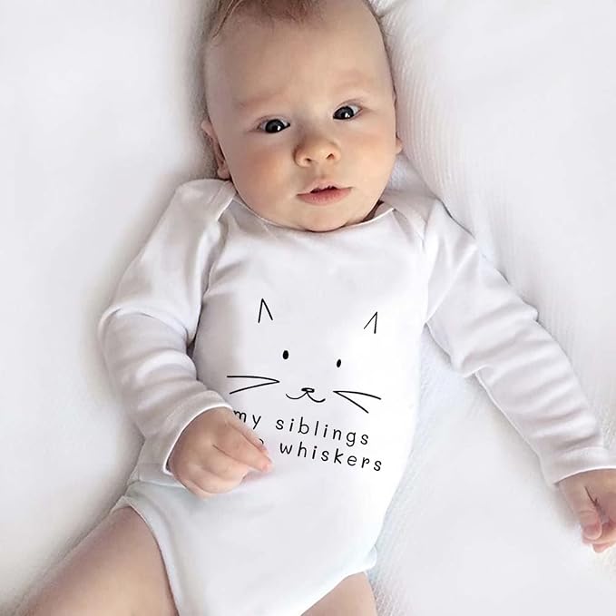 My Siblings Have Paws Bodysuit Baby Paws Romper Cat Whiskers Bodysuit Cute Baby - Image 3