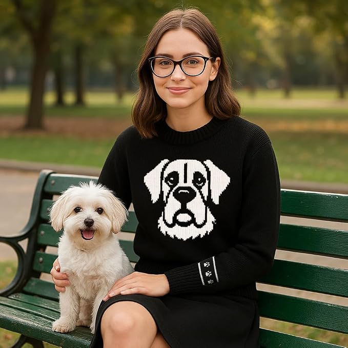 Custom Dog Knit Sweater for Women Personalized Pet Paw Print Pullover Dog Mom - Image 5