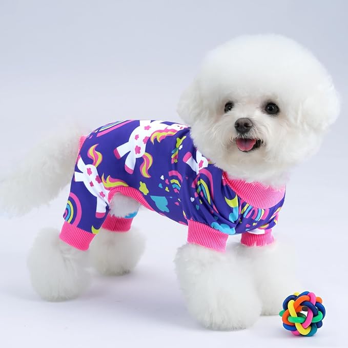 XPUDAC 4 Pieces Dog Pajamas Stretchy Dog Pjs Soft Cute Doggie Clothes - Image 4