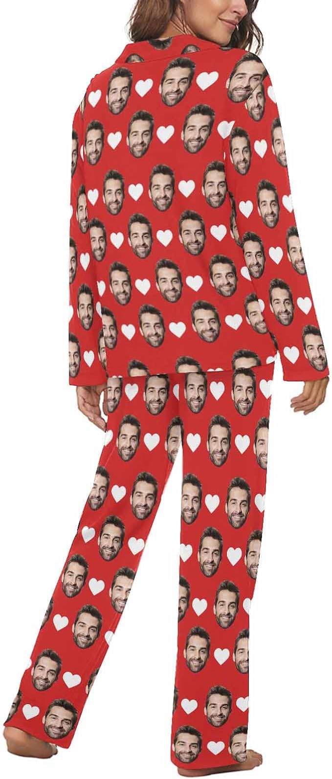 MyPupSocks Custom Face Pajamas for Women Set, Personalized Photo Long Sleepwear - Image 2