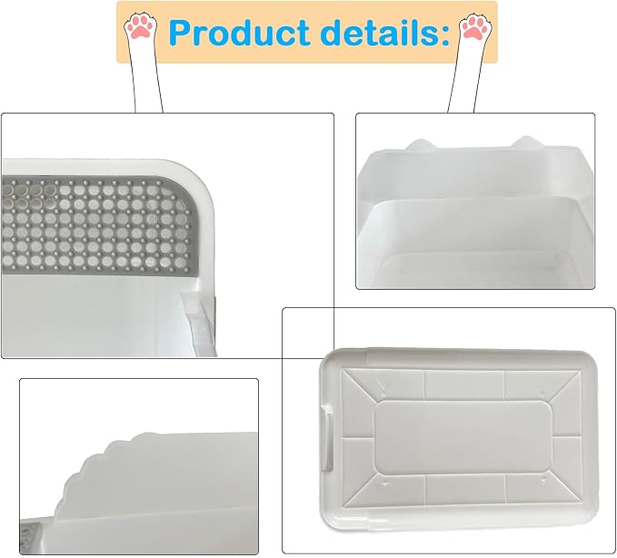 Open Cat Litter Box with High Side, Heightening Anti-Splashing Cats Litter Pan - Image 5