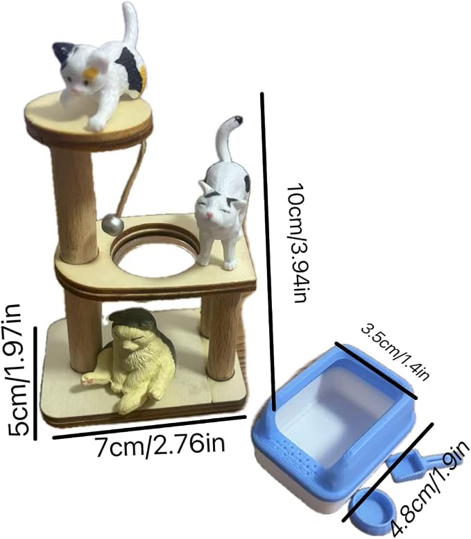 1/12 Scale Accessories Cat Figurines Sets which Including Blue Litter Box - Image 7