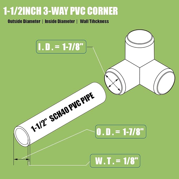 6Pack PVC Fittings 1-1/2Inch 3 Way, Furniture Grade Elbow Pipe Fittings - Image 2