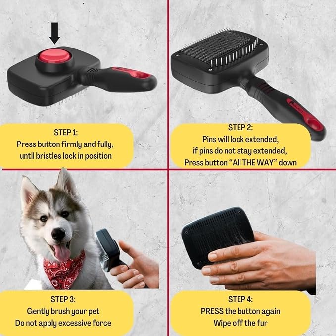 Premium Self-Cleaning Dog & Cat Grooming Brush – 2-in-1 Slicker & Undercoat Rake - Image 3