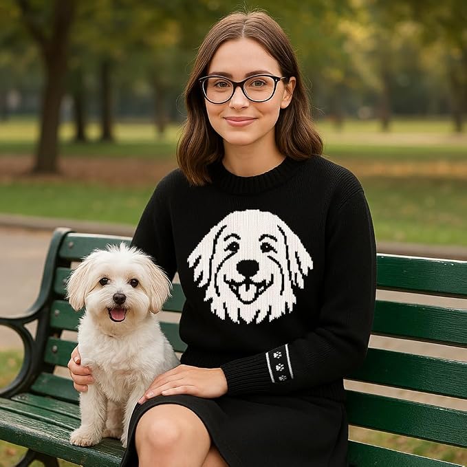 Custom Dog Knit Sweater for Women Personalized Pet Paw Print Pullover Dog Mom - Image 5