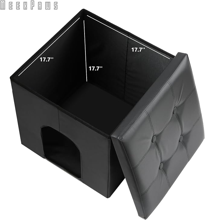 MEEXPAWS Cat Litter Box Enclosure Furniture Hidden, Cat Washroom Bench Storage - Image 3