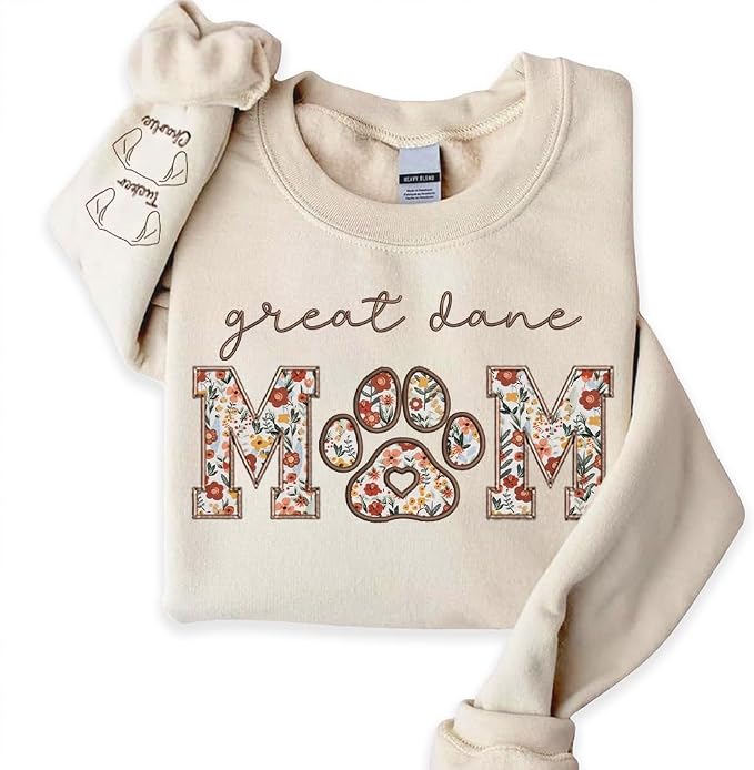 CHILLEVER Personalized Embroidered Dog Mom Sweatshirt, Dog Mama Crewneck by Unknown