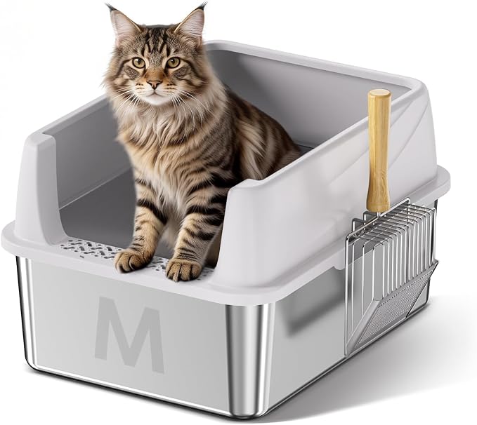 Stainless Steel Litter Box by Bsemax