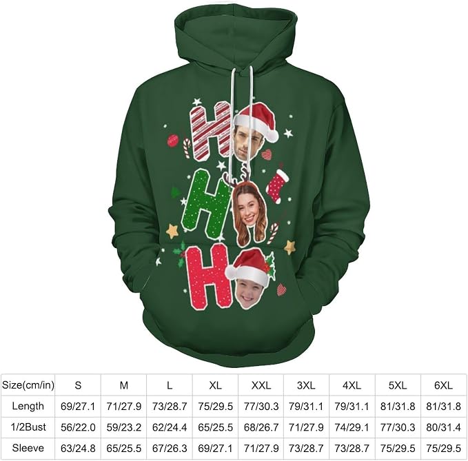 Artsadd Custom Face Unisex athletic Pockets Sweatshirt Loose Hoodie Custom - Image 2