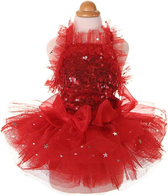Fashion Sweet Puppy Dog Blingbling Princess Skirt Pet Dog Lace Cake Camisole by MaruPetyourkidsfriends