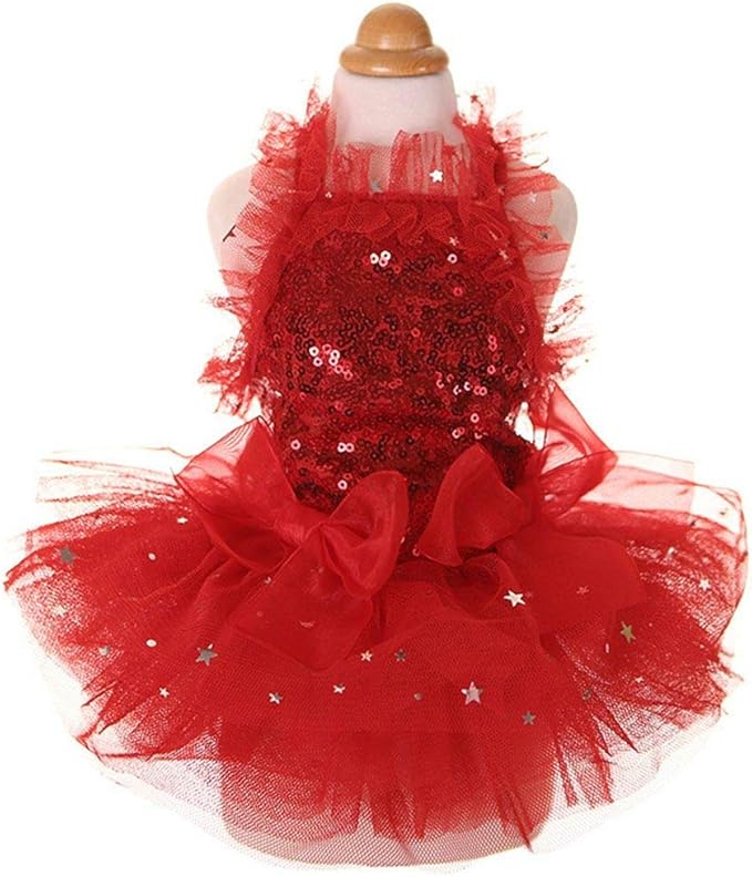 Fashion Sweet Puppy Dog Blingbling Princess Skirt Pet Dog Lace Cake Camisole by MaruPetyourkidsfriends