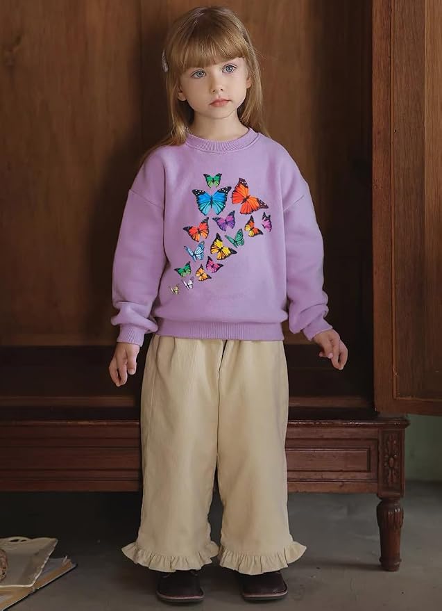 RETSUGO Toddler Baby Girls Sweatshirts Casual Pullover Crewneck Winter Long - Image 3