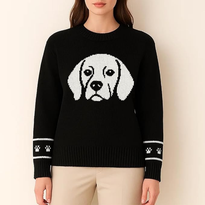 Custom Dog Knit Sweater for Women Personalized Pet Paw Print Pullover Dog Mom - Image 2