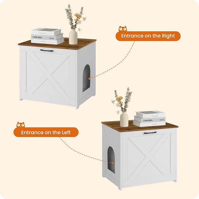 Dwanton Cat Litter Box Furniture Hidden, Cat Litter Box Enclosure, Reversible - Image 5