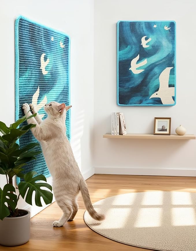 3-in-1 Sisal Cat Scratcher Mat 23.6x15.7'' Protects Carpet Couch & Furniture by Truvito