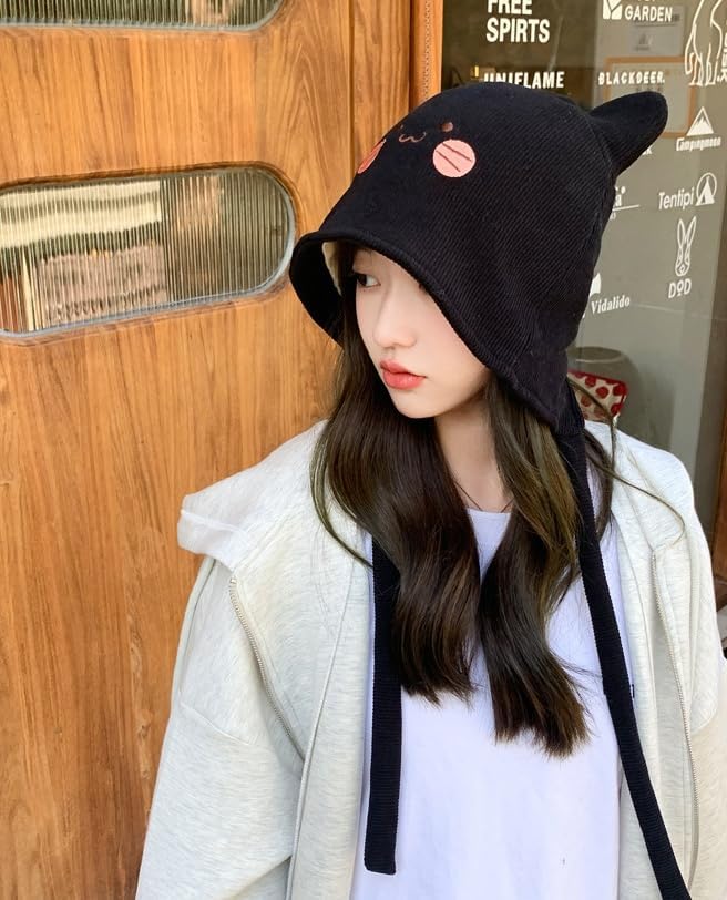 Women's Teen Girls Knitted Cat Kitty Cuffed Beanie Hat Winter Outdoor Stretchy - Image 5