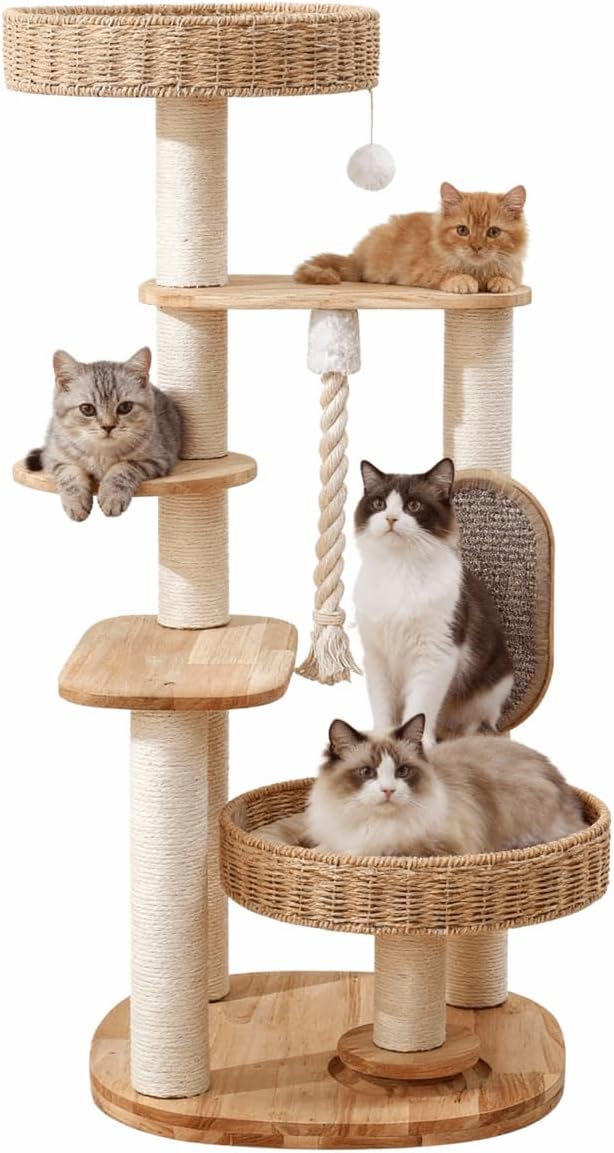 Wooden Cat Tree for Large Cat, Tall Cat Tower by Unknown