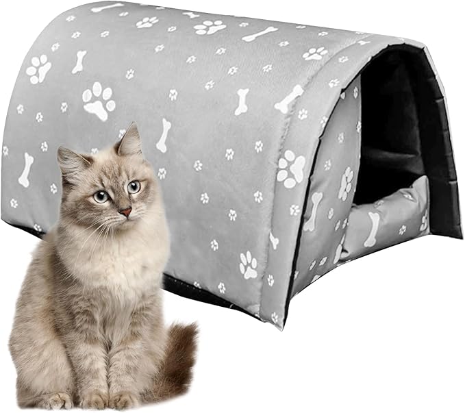 Fhiny Stray Cats Shelter, Waterproof Outdoor Cat House Foldable Warm Pet Cave by Fhiny