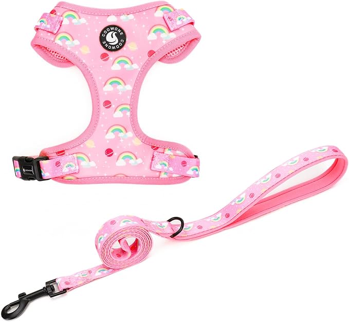 Dog Cat Harness and Leash Set, Puppia Soft Mesh Padded and Adjustable Puppy by COOWONE