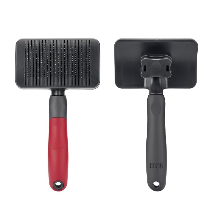 KONG Large Self-Cleaning Slicker Brush – Easy Hair Removal, Non-Slip Grip by KONG