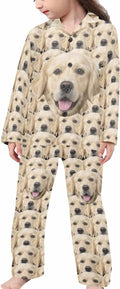Artsadd Girls Pajamas Set Custom Face Pet Photo Long Sleeve Sleepwear by Artsadd