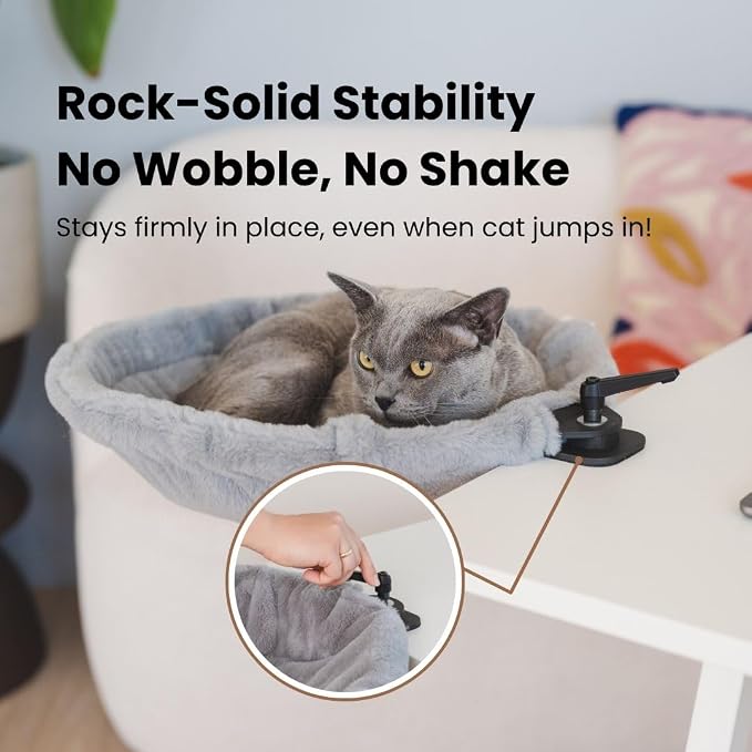 Cat Desk Bed – 180° Rotating & Adjustable Cat Hammock, 2 Washable Covers - Image 7