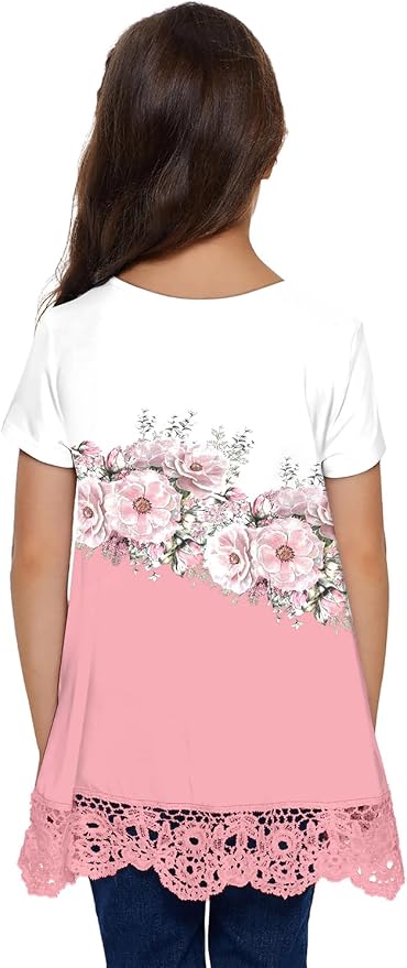 storeofbaby Girls Casual Tunic Tops Short Sleeve Loose Soft Blouse T-Shirt - Image 5