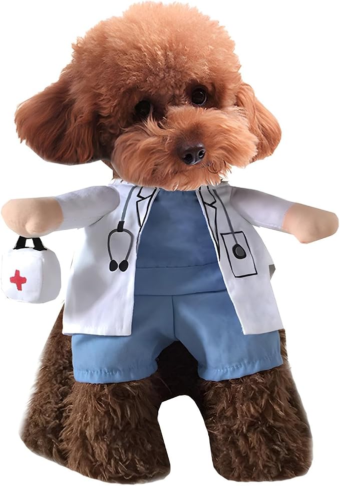 NACOCO Dog Cat Doctor Costume Pet Doctor Clothing Halloween Jeans Outfit Apparel - Image 2