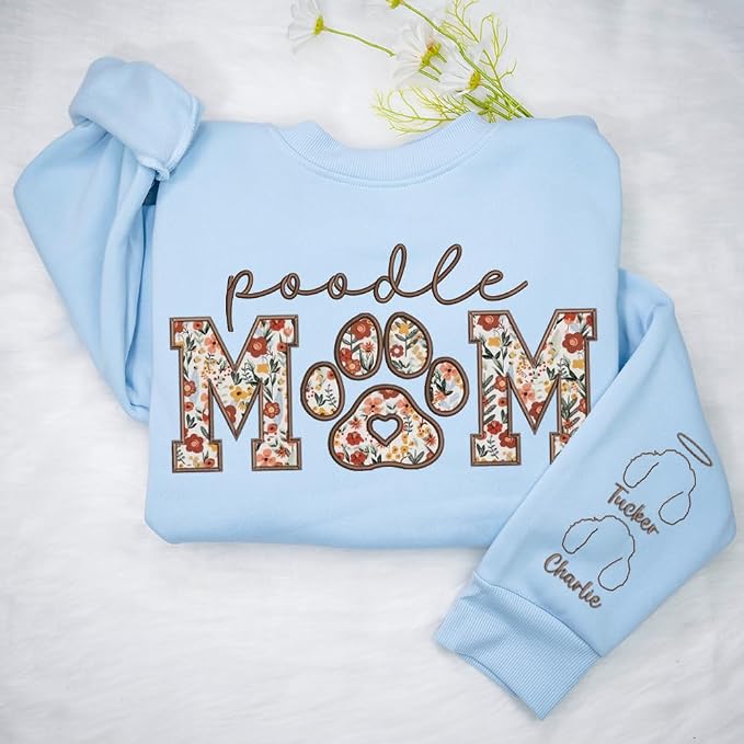CHILLEVER Personalized Embroidered Dog Mom Sweatshirt, Dog Mama Crewneck - Image 7