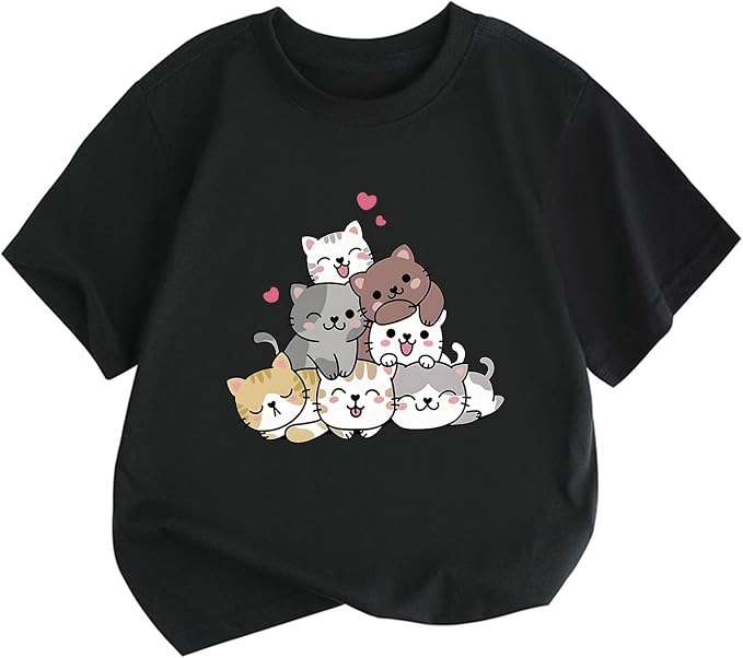 KEEVICI Cute Cartoon Cat Shirts by KEEVICI