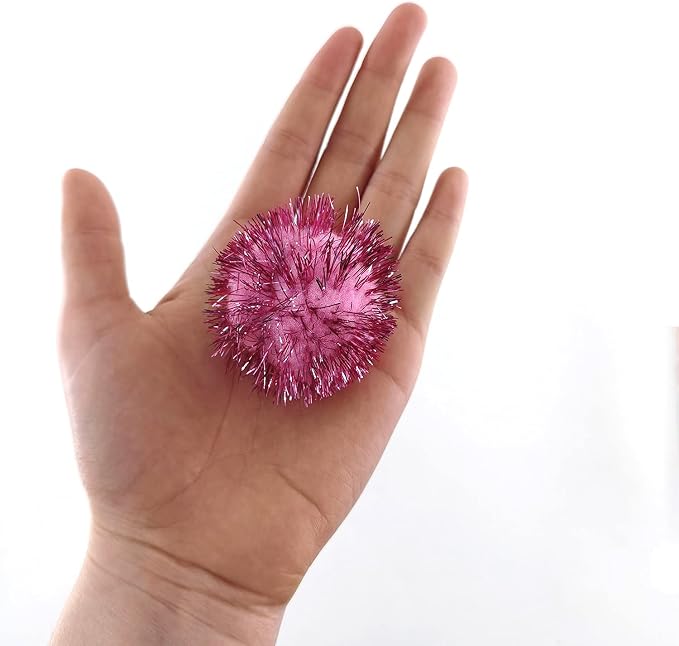 20 Pcs Assorted Color Flash Ball Cat's Favorite Toy Ball Tinsel Pom Poms Flash. - Image 3