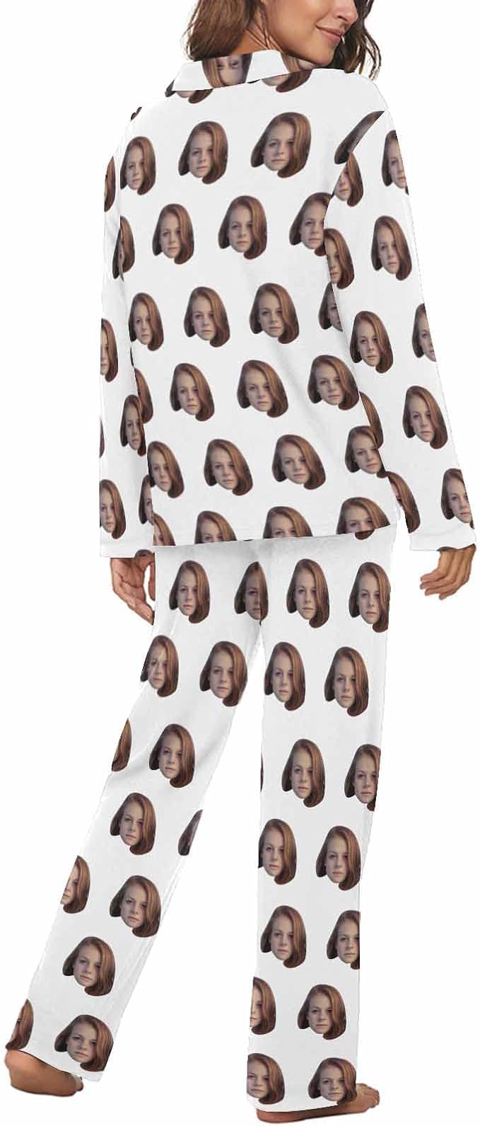 MyPupSocks Custom Face Pajamas for Women Set, Personalized Photo Long Sleepwear - Image 2