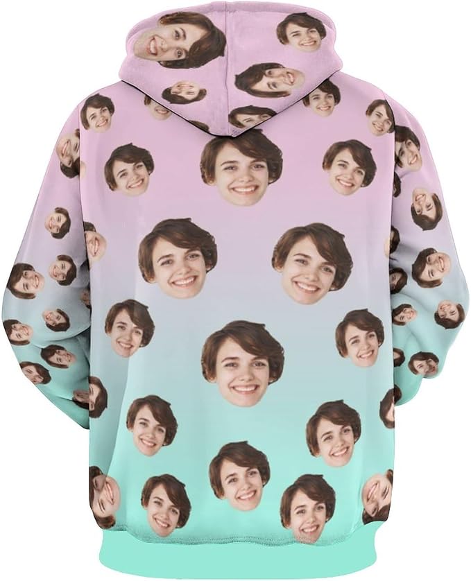 Artsadd Custom Face Unisex athletic Pockets Sweatshirt Loose Hoodie Custom - Image 3
