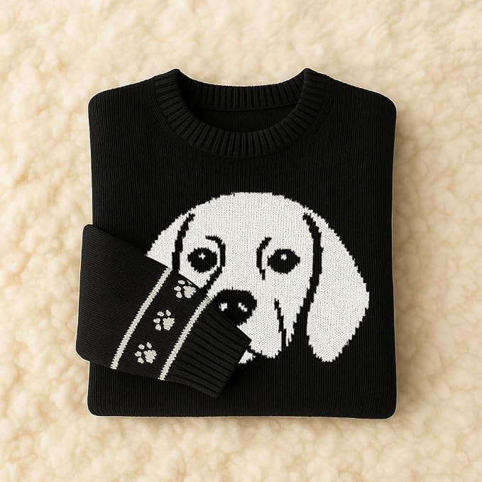 Custom Dog Knit Sweater for Women Personalized Pet Paw Print Pullover Dog Mom - Image 7