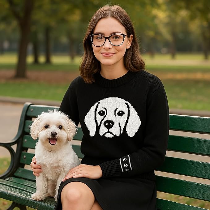 Custom Dog Knit Sweater for Women Personalized Pet Paw Print Pullover Dog Mom - Image 5