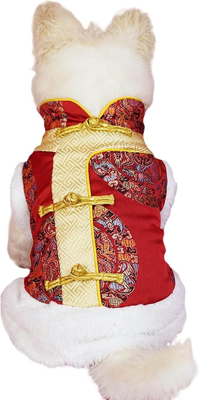 BAMY New Year Small Dog Coat Warm Cat Costume Winter Pet Clothes Vest of The by BAMY