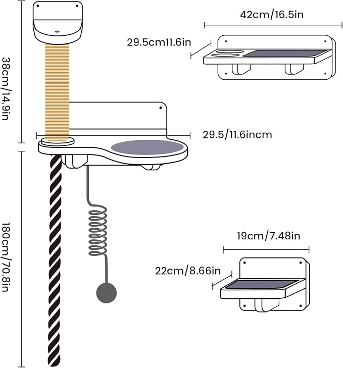 Cat Wall Shelves, Large Wall-Mounted 6-in-1 cat Furniture Set - Image 5