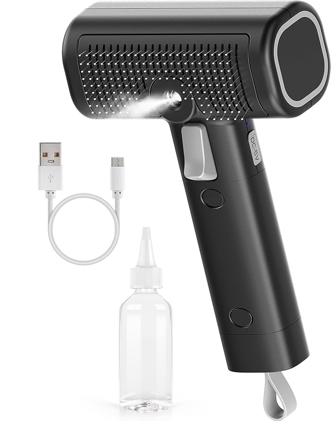 Pet Steam Brush for Indoor Cats & Dogs Grooming, Spray Hair Removal Comb for by Wowoofpet