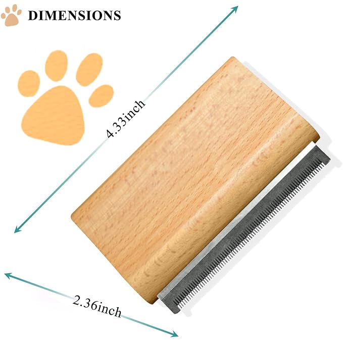 Wooden Deshedding Brush for Dogs, Cats & Horses, Deshedding Grooming Tool Curry - Image 2