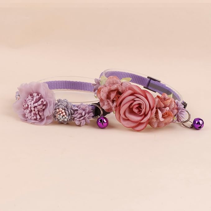 2 Pack Cat Collar Pink Floral - Image 3