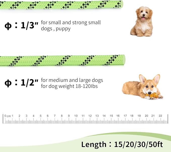 Long Dog Leash for Training 20Ft-Reflective Nylon Rope - Image 4