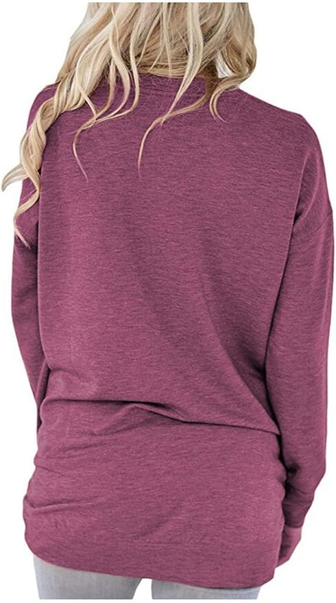 Akihoo Womens Casual Long Sleeve Tunic Tops Crew Neck Shirt Blouses - Image 2