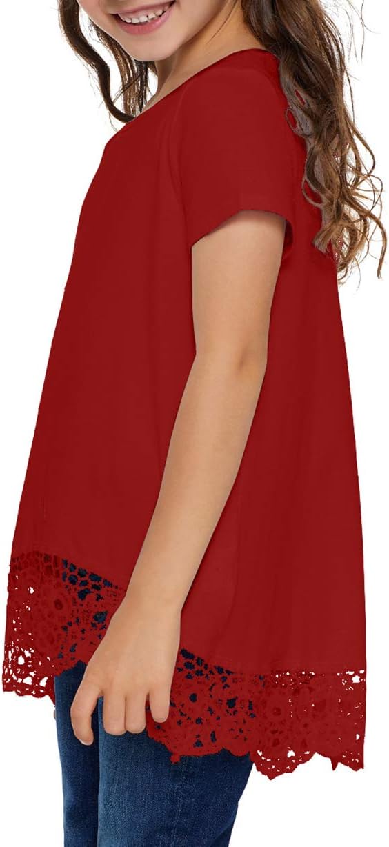 storeofbaby Girls Casual Tunic Tops Short Sleeve Loose Soft Blouse T-Shirt - Image 4