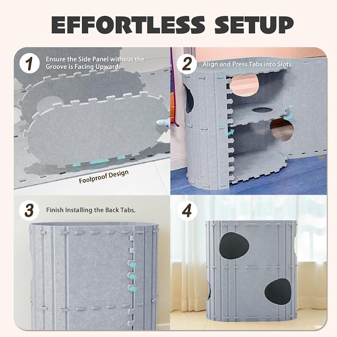 PETKARAY 2-Story Felt Cat House, Large Bed Cave - Image 7